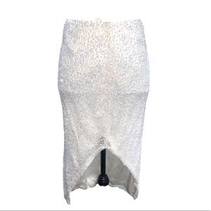 Carol Hannah Womens Bridal Embroider Beaded Crystals Sequins Skirt SZ.4  White